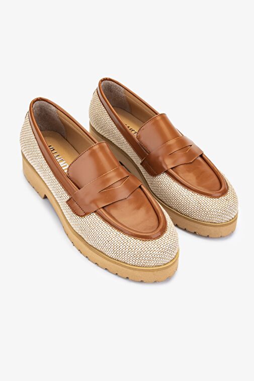 Valmenti Ewa Kadın Naturel / Taba Hakiki Deri Loafer Ayakkabı - Görsel 3