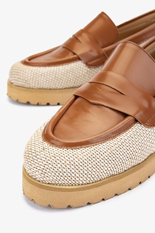 Valmenti Ewa Kadın Naturel / Taba Hakiki Deri Loafer Ayakkabı - Görsel 4