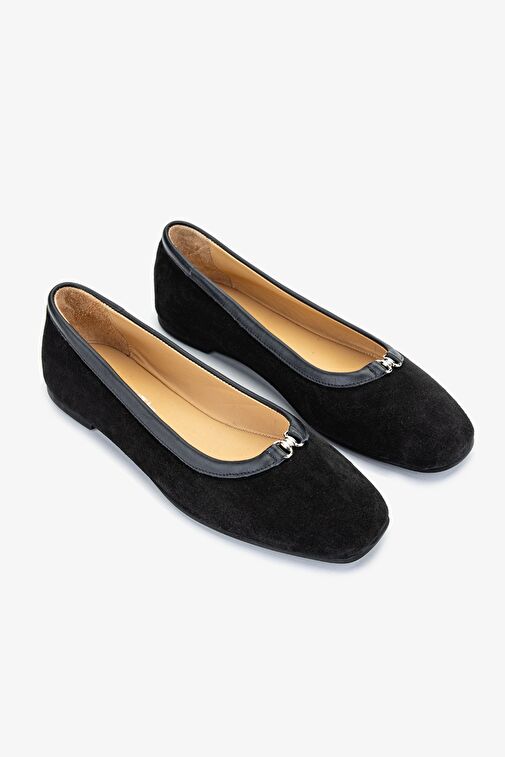 Valmenti Zayn Kadın Siyah Süet Hakiki Deri Babet - Görsel 3