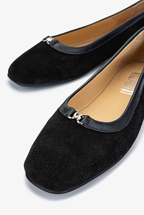 Valmenti Zayn Kadın Siyah Süet Hakiki Deri Babet - Görsel 4