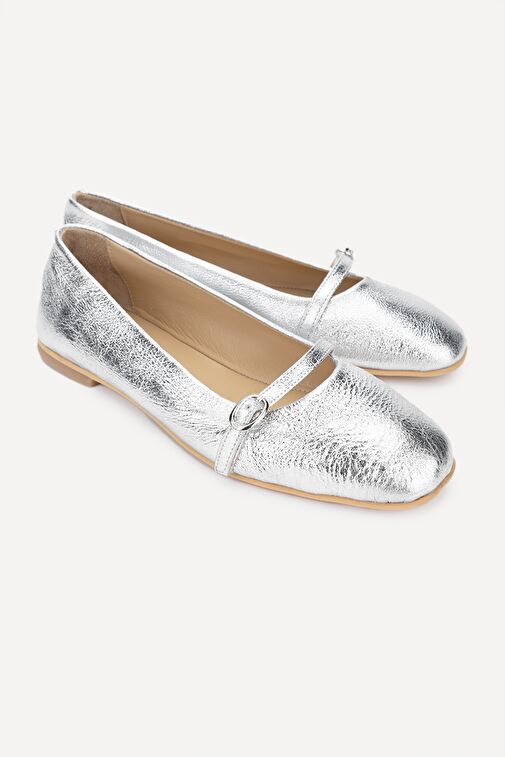 Valmenti Shine Kadın Lame Hakiki Deri Babet - Görsel 5