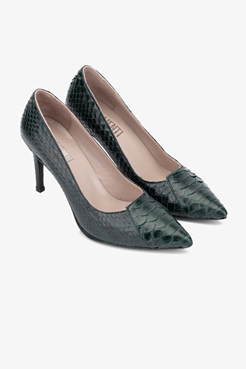 Valmenti Zeta Kadın Yeşil Hakiki Deri Topuklu Ayakkabı - Görsel 3