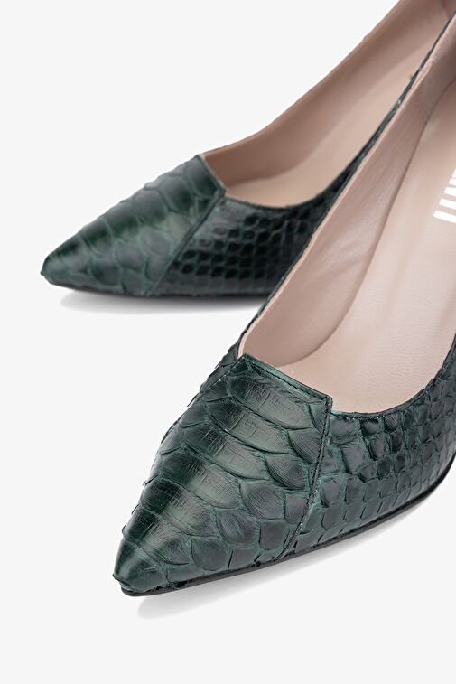 Valmenti Zeta Kadın Yeşil Hakiki Deri Topuklu Ayakkabı - Görsel 4