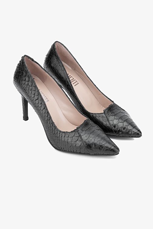 Valmenti Zeta Kadın Siyah Hakiki Deri Topuklu Ayakkabı - Görsel 3