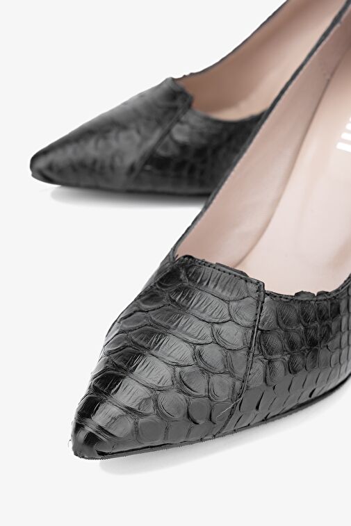 Valmenti Zeta Kadın Siyah Hakiki Deri Topuklu Ayakkabı - Görsel 4