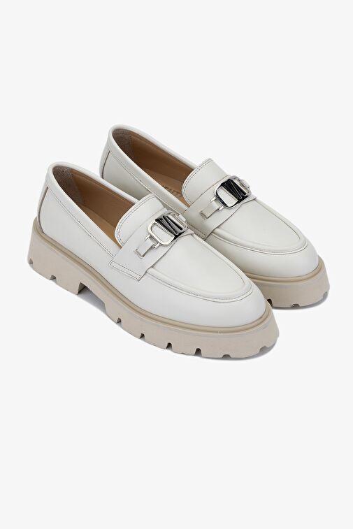 Valmenti Nicola Kadın Bej Hakiki Deri Loafer Ayakkabı - Görsel 3