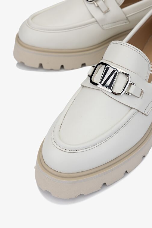 Valmenti Nicola Kadın Bej Hakiki Deri Loafer Ayakkabı - Görsel 4