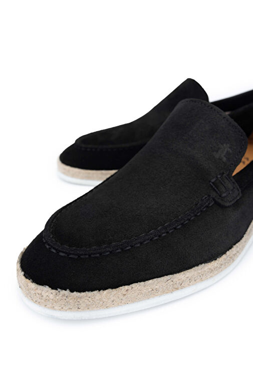 Tamer Tanca Erkek Hakiki Deri Siyah Süet Loafer Ayakkabı - Görsel 4