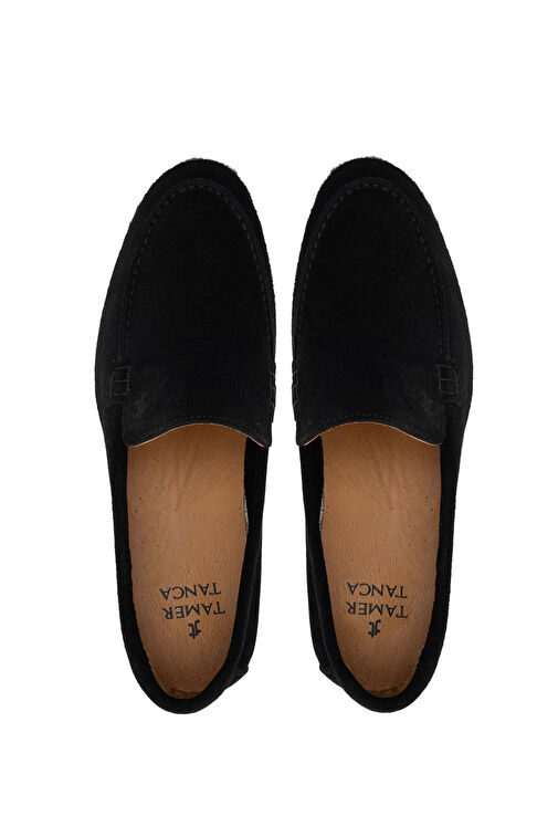 Tamer Tanca Erkek Hakiki Deri Siyah Süet Loafer Ayakkabı - Görsel 6