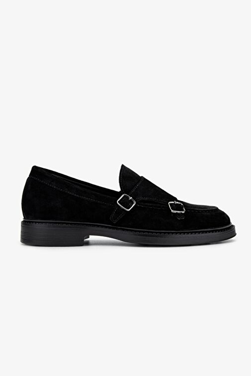 Valmenti Erkek Hakiki Deri Siyah Süet Casual Ayakkabı - Görsel 2