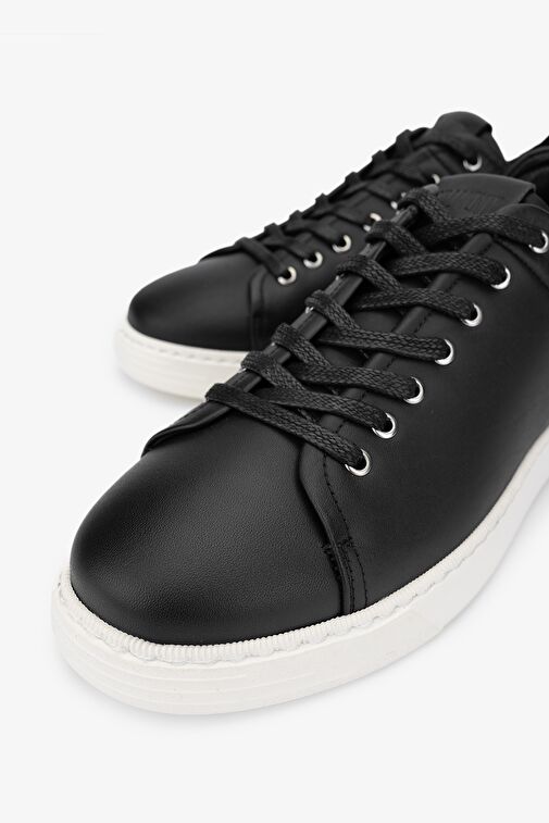 Valmenti Pastik Erkek Siyah Hakiki Deri Sneakers & Spor Ayakkabı - Görsel 4