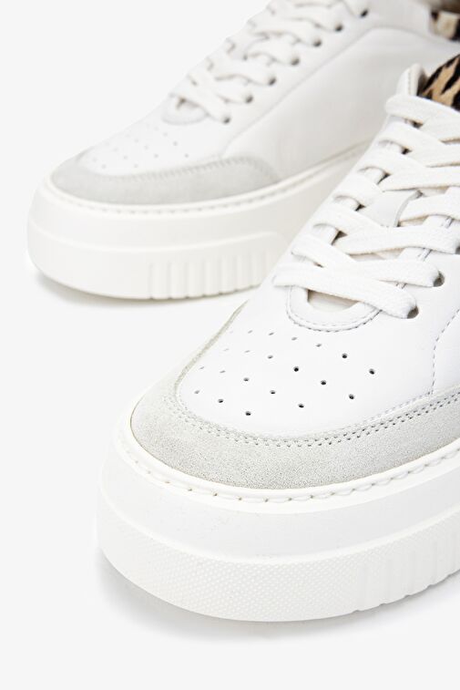 Barracuda Kadın Hakiki Deri Beyaz/Leopar Sneakers & Spor Ayakkabı - Görsel 4
