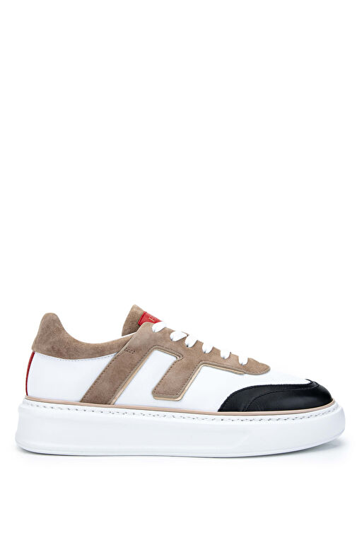 Fabi Erkek Hakiki Deri Beyaz/Kum/Siyah Sneakers & Spor Ayakkabı - Görsel 2