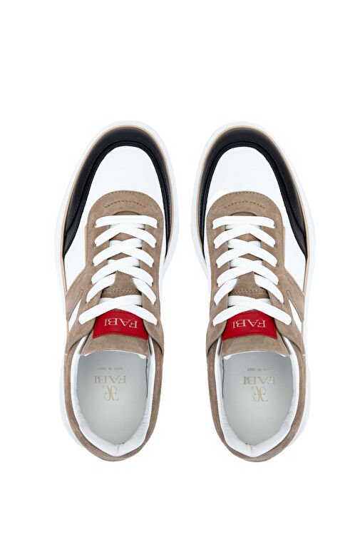 Fabi Erkek Hakiki Deri Beyaz/Kum/Siyah Sneakers & Spor Ayakkabı - Görsel 7