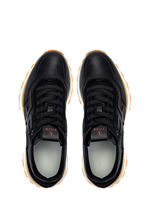Fabi Siyah-Turuncu Erkek Deri Sneaker 510 FU0875B ERK AYK Y24 - Görsel 7