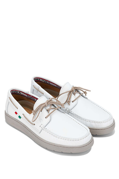 Tamer Tanca Erkek Hakiki Deri Beyaz Casual Ayakkabı - Görsel 3