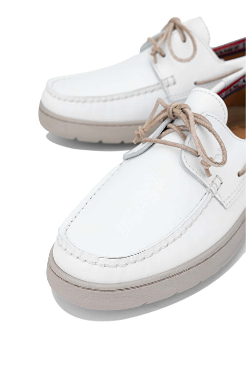 Tamer Tanca Erkek Hakiki Deri Beyaz Casual Ayakkabı - Görsel 5