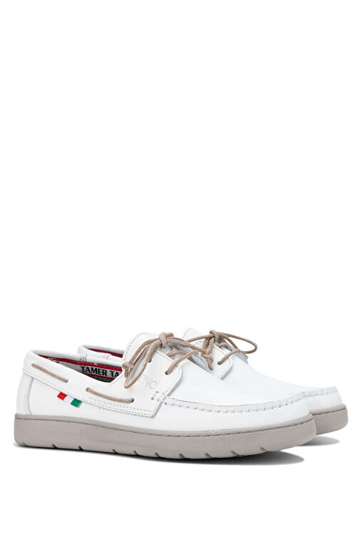 Tamer Tanca Erkek Hakiki Deri Beyaz Casual Ayakkabı - Görsel 6