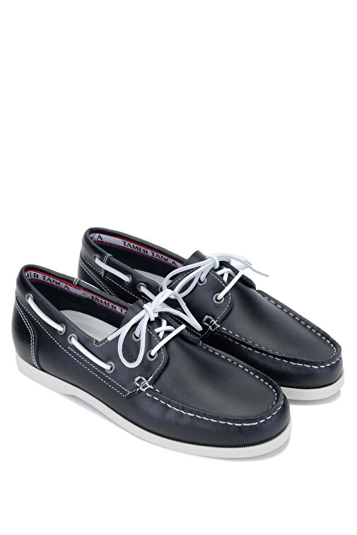 Tamer Tanca Erkek Hakiki Deri Lacivert/Beyaz Casual Ayakkabı - Görsel 3