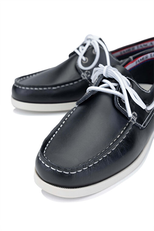 Tamer Tanca Erkek Hakiki Deri Lacivert/Beyaz Casual Ayakkabı - Görsel 5