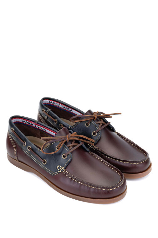 Tamer Tanca Erkek Hakiki Deri Bordo/Lacivert Casual Ayakkabı - Görsel 3