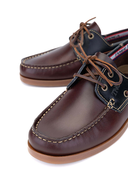 Tamer Tanca Erkek Hakiki Deri Bordo/Lacivert Casual Ayakkabı - Görsel 5