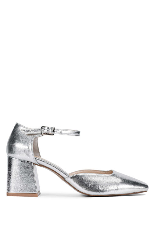 Tamer Tanca Kadın Suni Deri Gri Topuklu Ayakkabı - Görsel 2