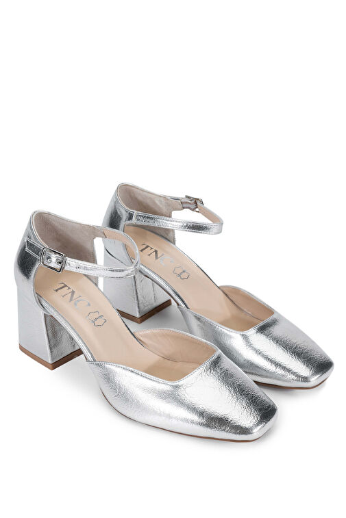 Tamer Tanca Kadın Suni Deri Gri Topuklu Ayakkabı - Görsel 3