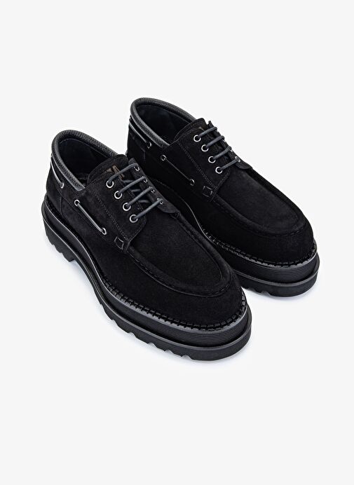 Valmenti EVVA Erkek Siyah Süet Hakiki Deri Casual Ayakkabı - Görsel 3
