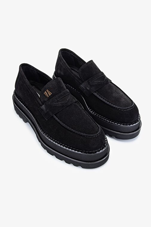 Valmenti EVA Erkek Siyah Süet Hakiki Deri Loafer Ayakkabı - Görsel 3