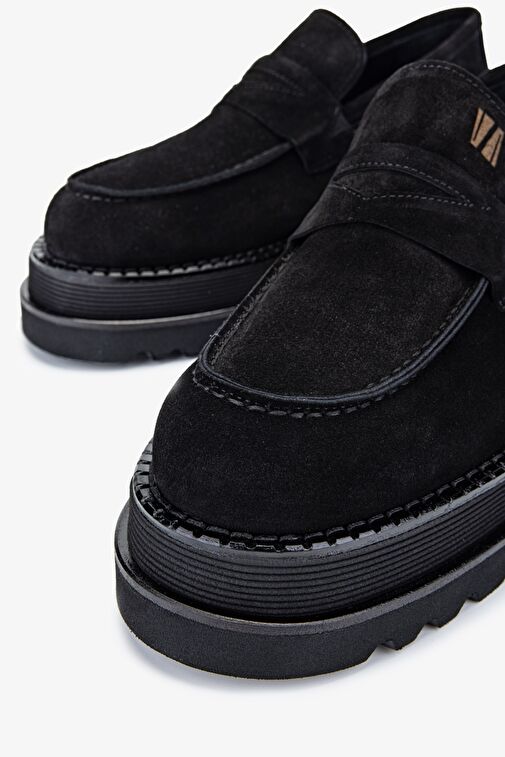 Valmenti EVA Erkek Siyah Süet Hakiki Deri Loafer Ayakkabı - Görsel 4