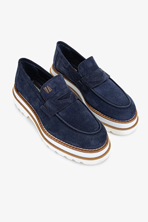 Valmenti EVA Erkek Lacivert Süet Hakiki Deri Loafer Ayakkabı - Görsel 3