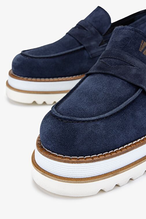 Valmenti EVA Erkek Lacivert Süet Hakiki Deri Loafer Ayakkabı - Görsel 4
