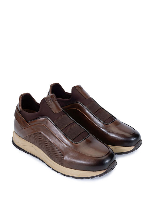 Tamer Tanca Erkek Hakiki Deri Kahverengi Sneakers & Spor Ayakkabı - Görsel 3