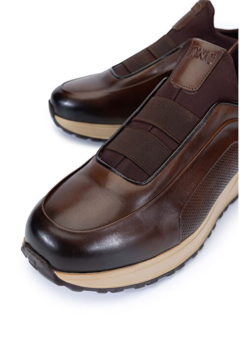 Tamer Tanca Erkek Hakiki Deri Kahverengi Sneakers & Spor Ayakkabı - Görsel 4