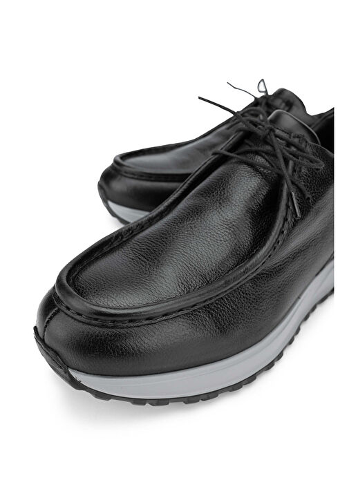 Tamer Tanca Erkek Hakiki Deri Siyah Deri Casual Ayakkabı - Görsel 4
