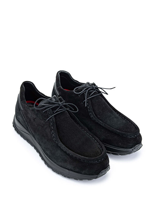 Tamer Tanca Erkek Hakiki Deri Siyah Süet Casual Ayakkabı - Görsel 3
