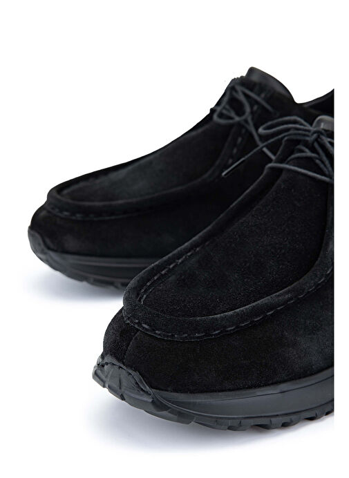 Tamer Tanca Erkek Hakiki Deri Siyah Süet Casual Ayakkabı - Görsel 5