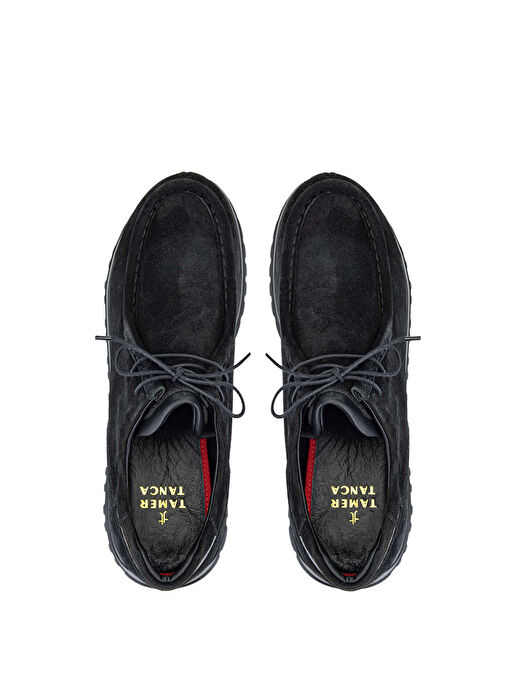 Tamer Tanca Erkek Hakiki Deri Siyah Süet Casual Ayakkabı - Görsel 6