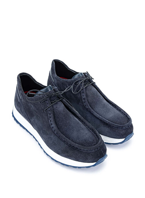 Tamer Tanca Erkek Hakiki Deri Lacivert Süet Casual Ayakkabı - Görsel 3