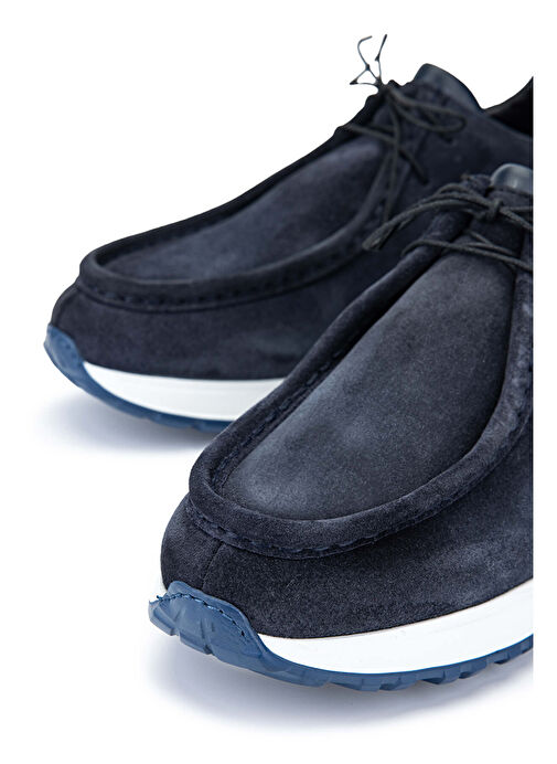 Tamer Tanca Erkek Hakiki Deri Lacivert Süet Casual Ayakkabı - Görsel 5