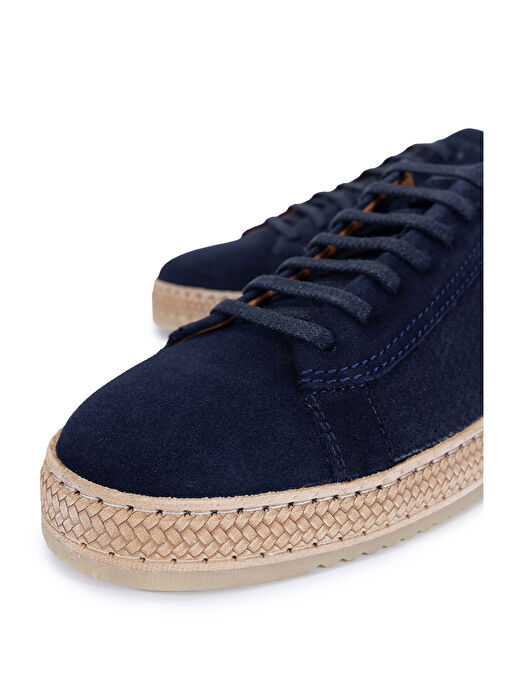 Tamer Tanca Erkek Hakiki Deri Lacivert Süet Casual Ayakkabı - Görsel 4