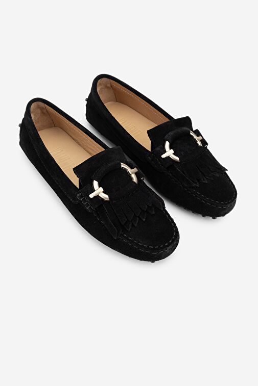 Valmenti West Kadın Siyah Süet Hakiki Deri Loafer Ayakkabı - Görsel 7