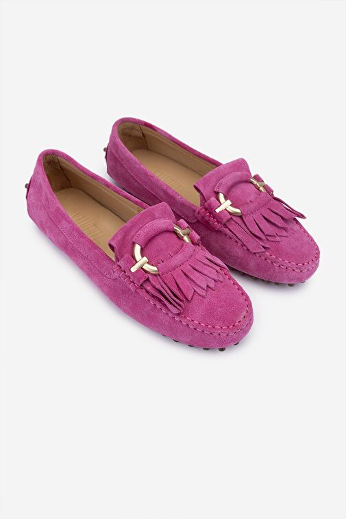 Valmenti West Kadın Fusya süet Hakiki Deri Loafer Ayakkabı - Görsel 3