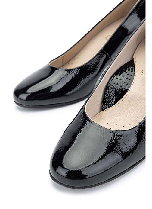 Relax Anatomic Kadın Hakiki Deri Siyah Rugan Comfort Ayakkabı - Görsel 5