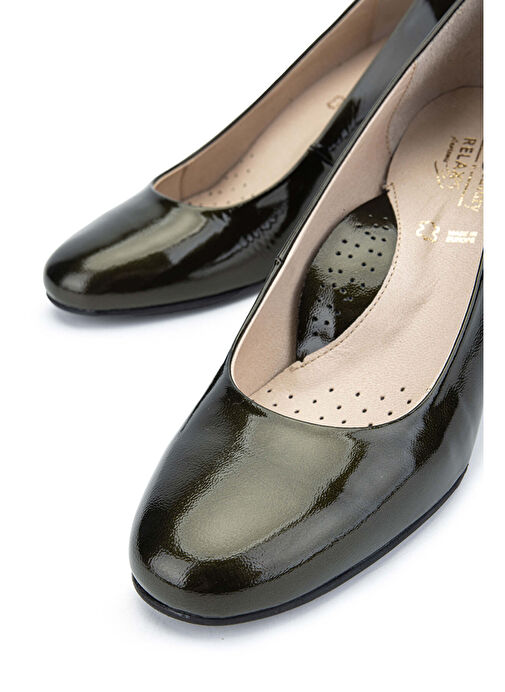 Relax Anatomic Kadın Hakiki Deri Olive Rugan Comfort Ayakkabı - Görsel 5