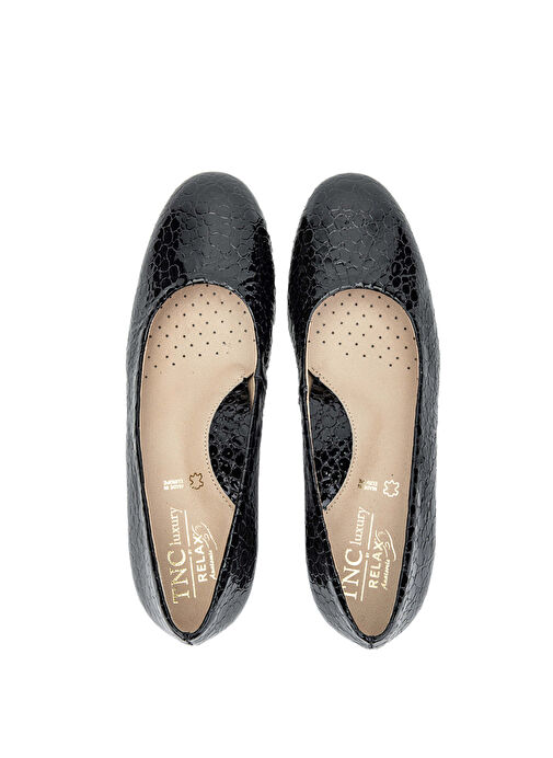 Relax Anatomic Kadın Hakiki Deri Siyah Rugan Comfort Ayakkabı - Görsel 7