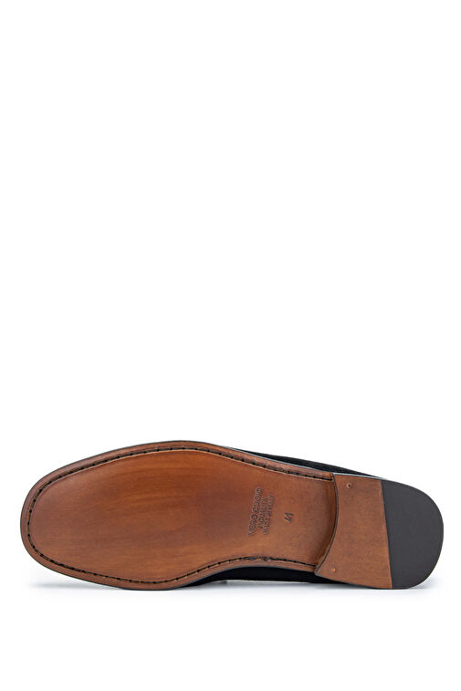 D.LEPORI Erkek Hakiki Deri Siyah Süet Loafer Ayakkabı - Görsel 4