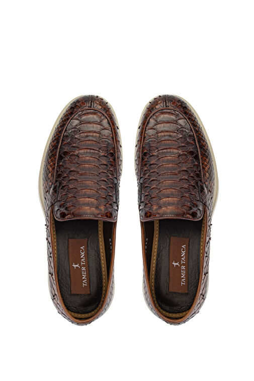 Tamer Tanca Erkek Hakiki Deri Taba Yılan Loafer Ayakkabı - Görsel 6