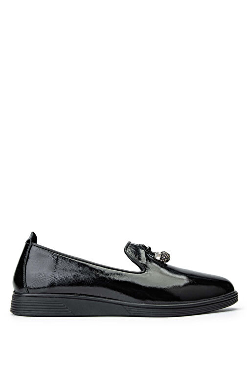 Tamer Tanca Kadın Hakiki Deri Siyah Rugan Casual Ayakkabı - Görsel 2